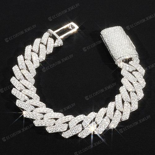 14MM S925 CUBAN LINK CHAIN ICED OUT BRACELET DIAMOND EC HIP HOP JEWELRY for MAN 3