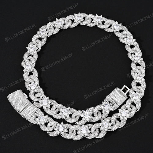 15mm Iced Out Flower Miami Cuban Link hain Infinity Necklace 1