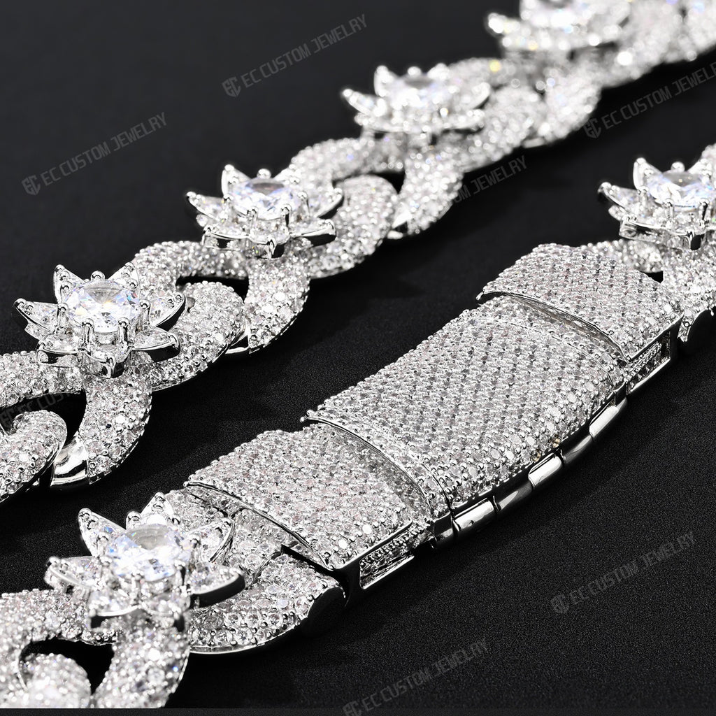 15mm Iced Out Flower Miami Cuban Link hain Infinity Necklace 3