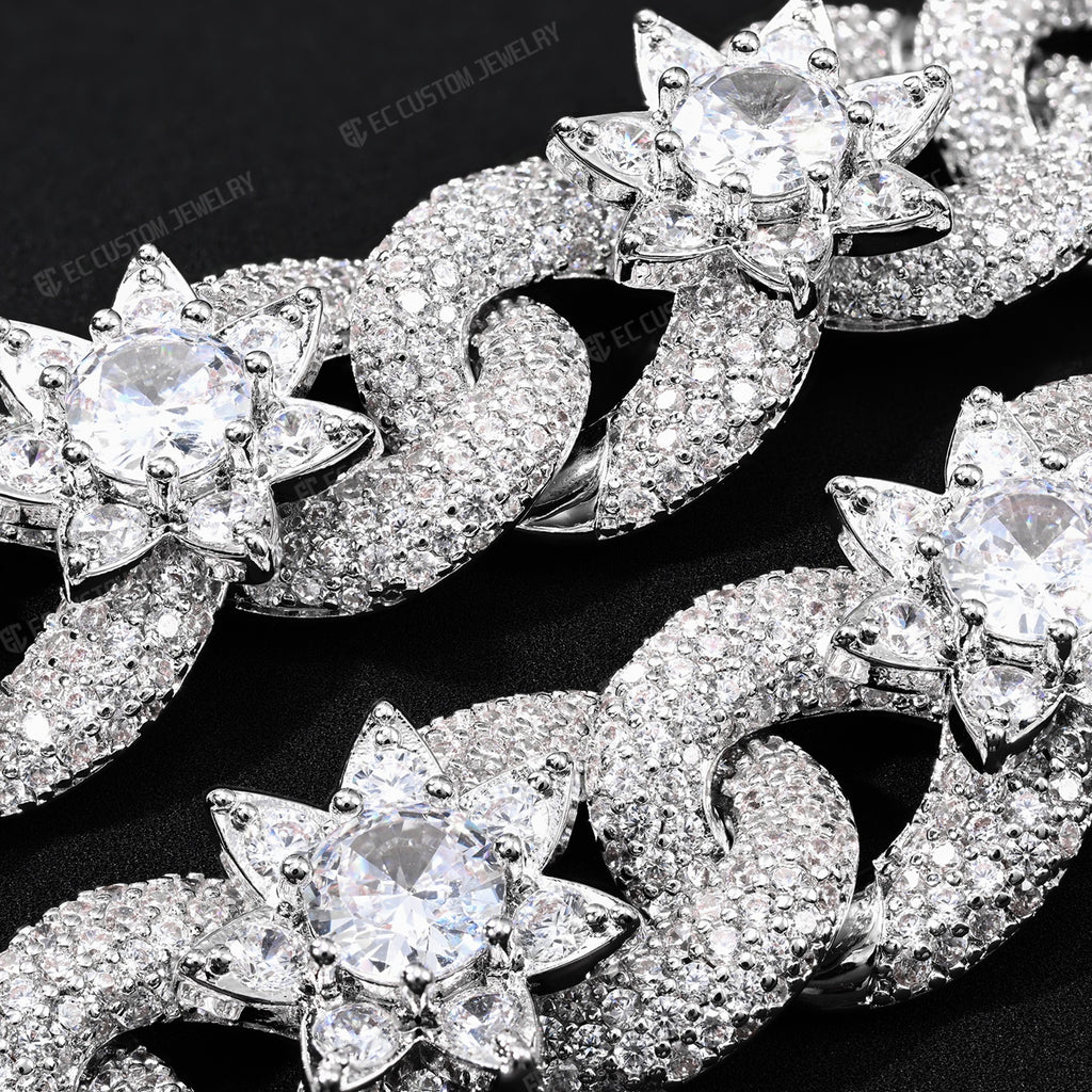 15mm Iced Out Flower Miami Cuban Link hain Infinity Necklace 5