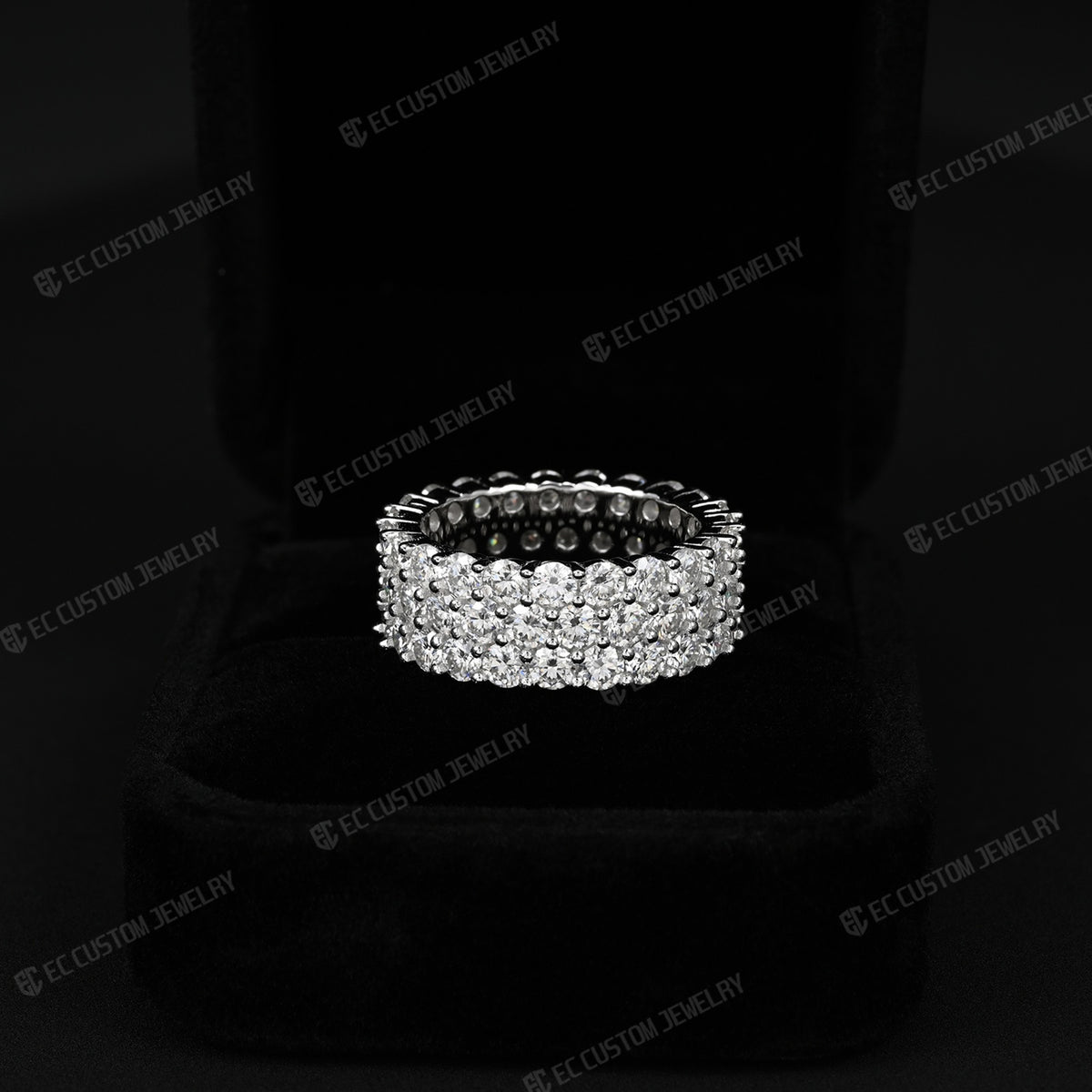 925S VVS Moissanite 3 Row Eternity Ring EC Custom Jewelry 2