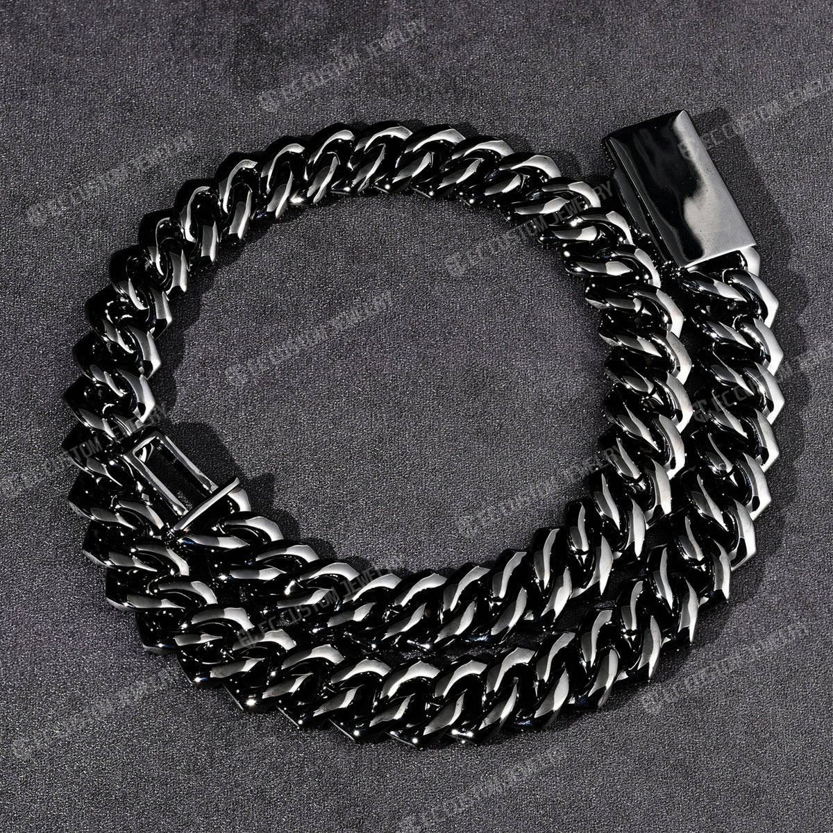 Black Iced Out Cuban Link Chain CZ Diamond Cuban Necklace 