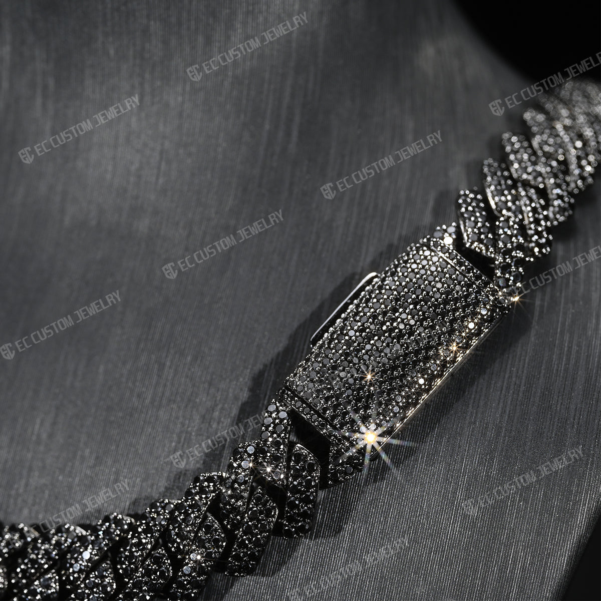 Black Iced Out Cuban Link Chain CZ Diamond Cuban Necklace 