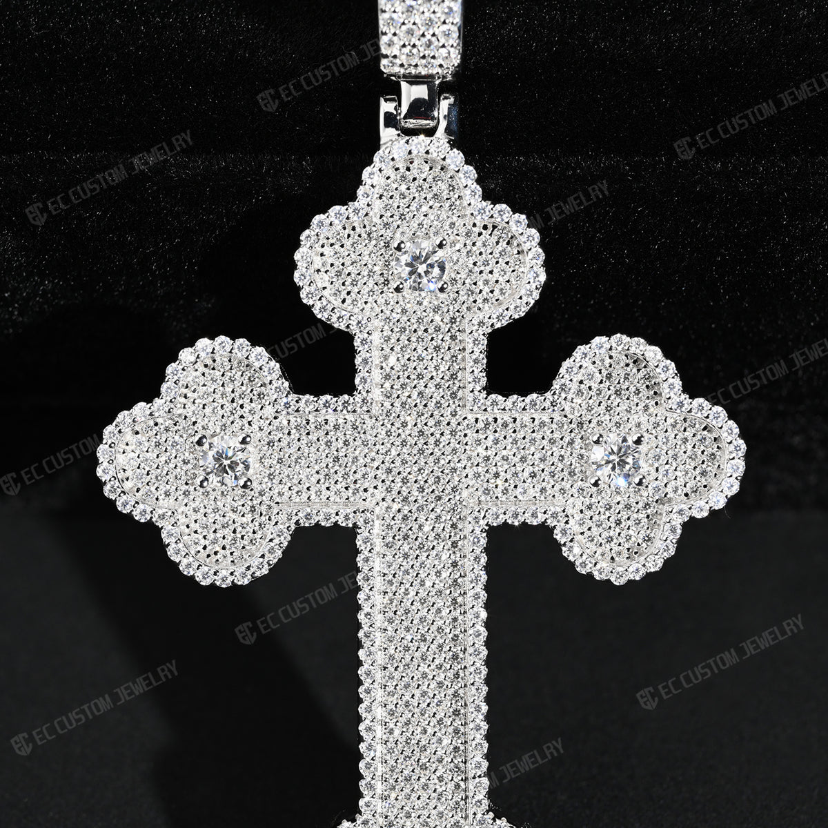 Clover Cross Moissanite Pendant Iced Out Sterling 925 Silver Cross Hip Hop Jewelry Pendants