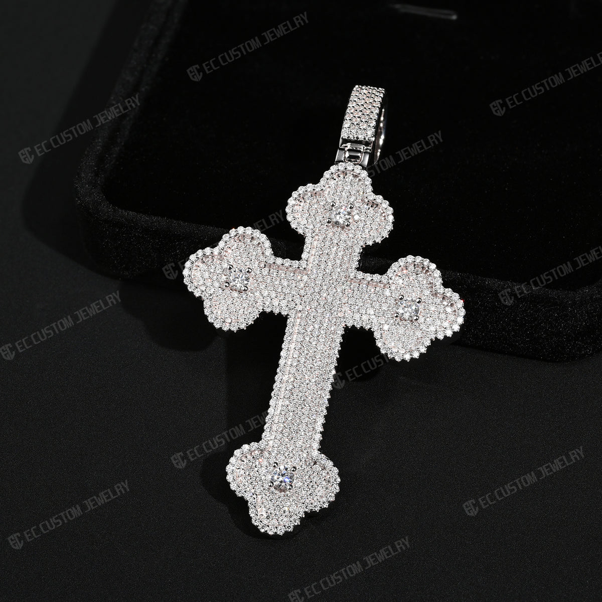 Clover Cross Moissanite Pendant Iced Out Sterling 925 Silver Cross Hip Hop Jewelry Pendants