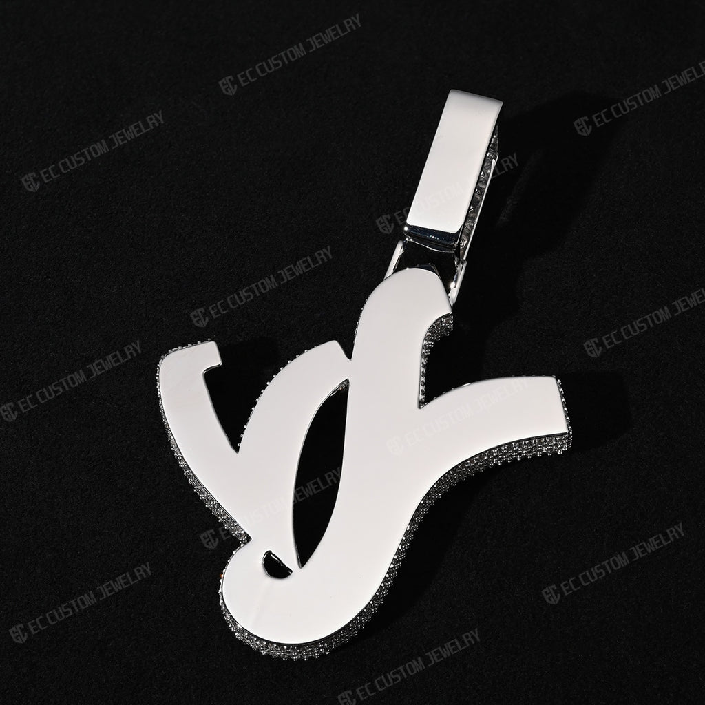 Custom Iced Out YVL Letter Pendant EC The Jeweler Silver Moissanite Jewelry Hip Hop Style 3