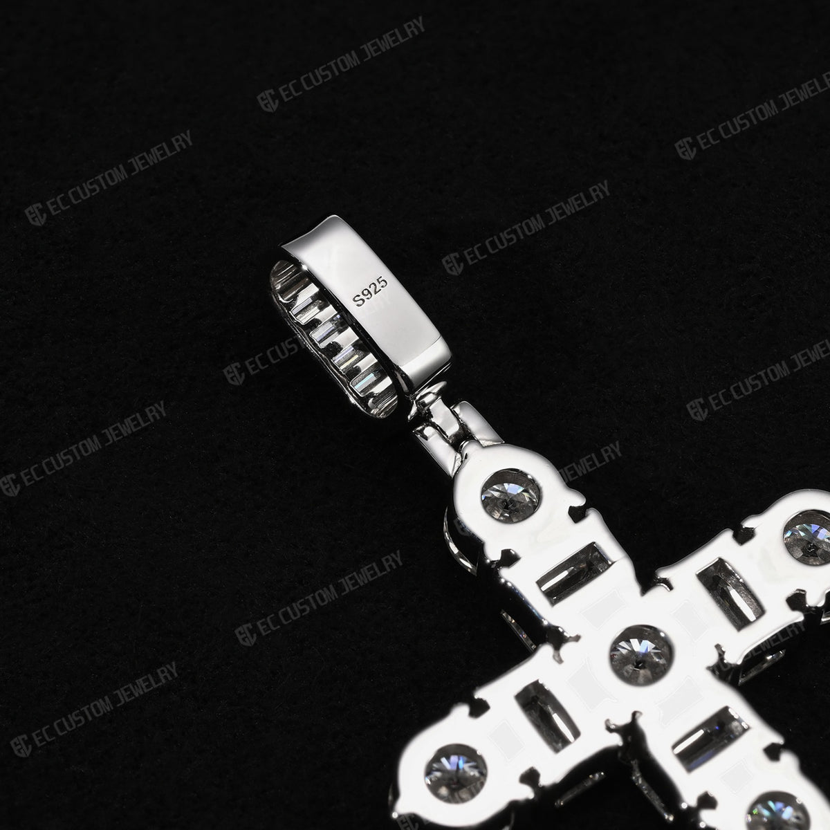 Iced Out Emerald Round Cut Cross Pendant 925 Sterling Silver Moissanite EC Custom Jewelry 4