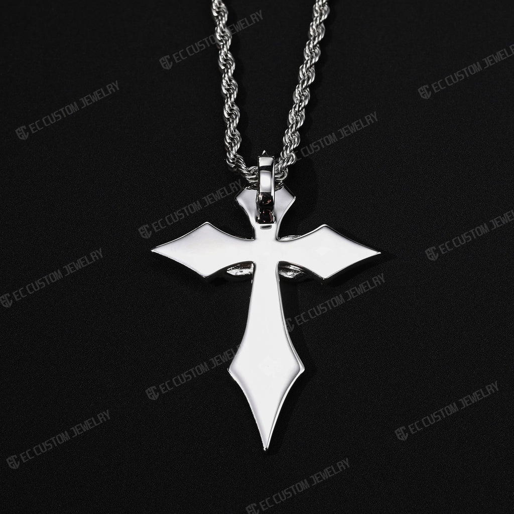 Iced Out Gothic Spike Cross Pendant 925 Sterling Silver VVS Moissanite Hip Hop Jewelry 2