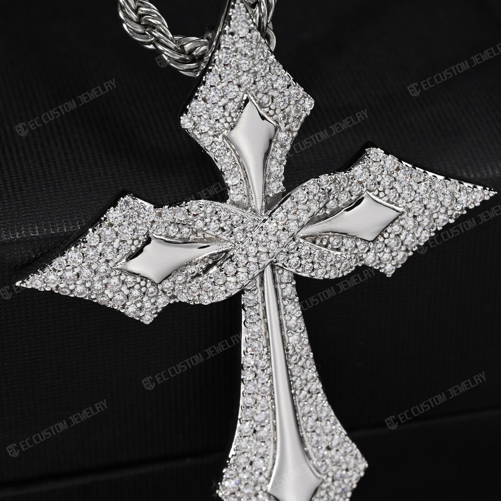 Iced Out Gothic Spike Cross Pendant 925 Sterling Silver VVS Moissanite Hip Hop Jewelry 4