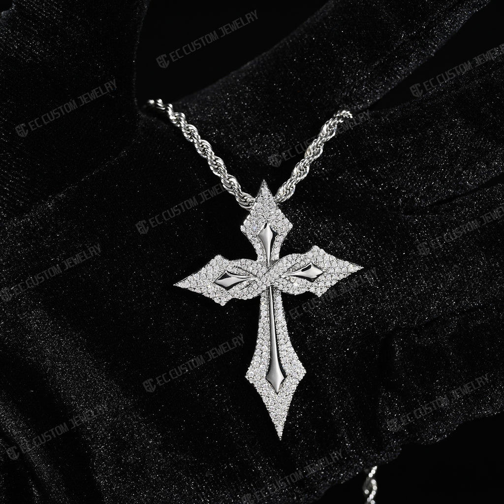 Iced Out Gothic Spike Cross Pendant 925 Sterling Silver VVS Moissanite Hip Hop Jewelry 6