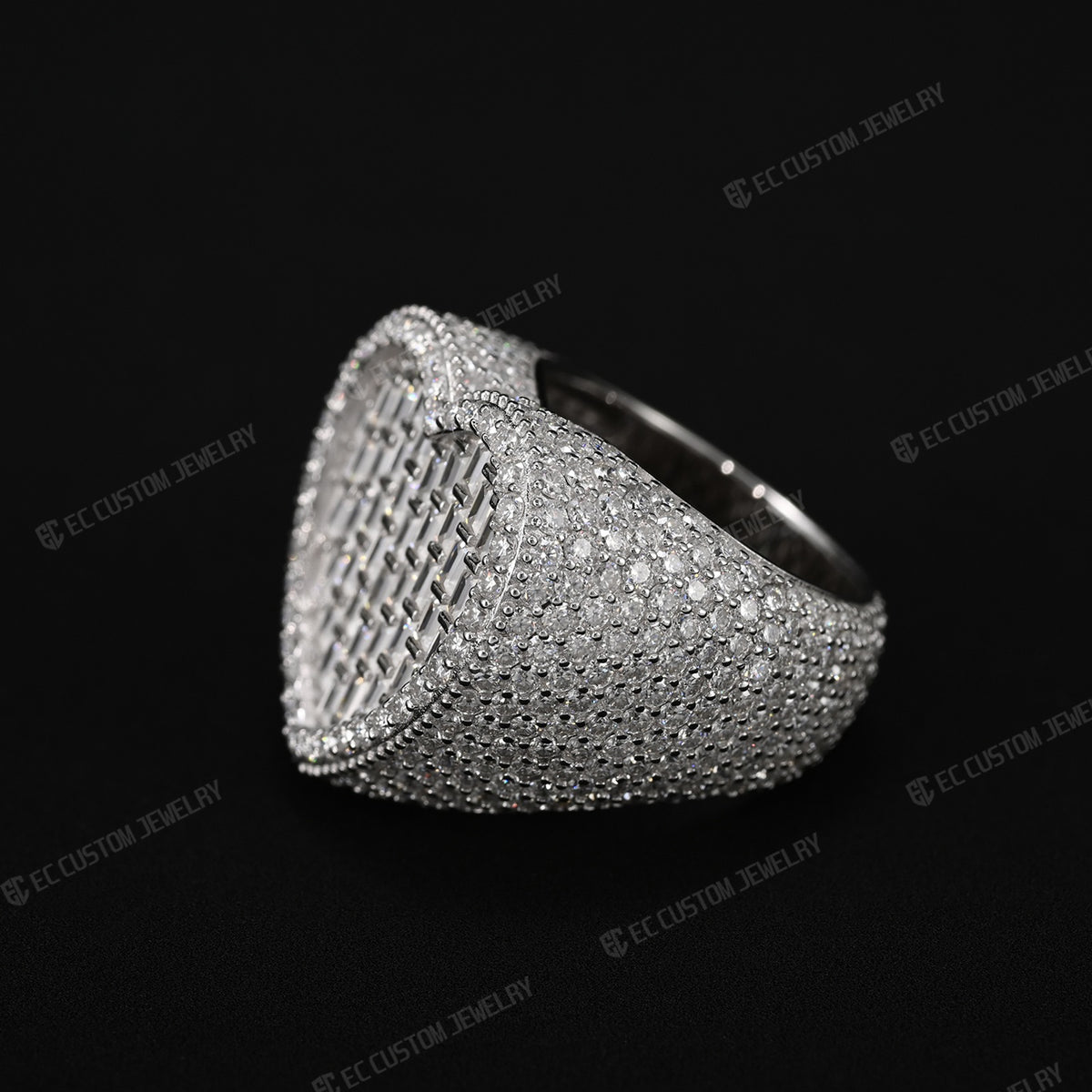 Iced Out Heart Statement Ring 925 Sterling Silver VVS Moissanite 1