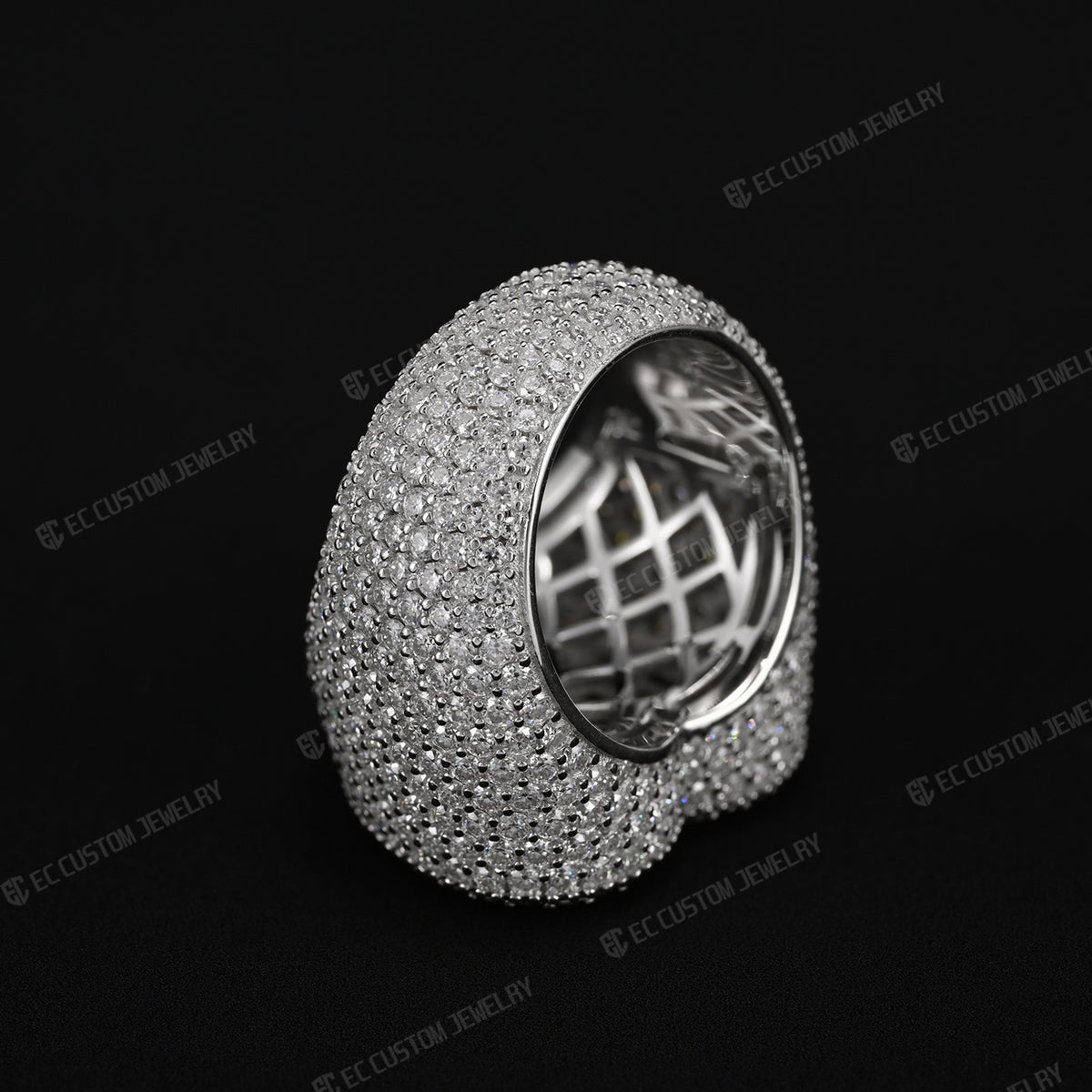Iced Out Heart Statement Ring 925 Sterling Silver VVS Moissanite 2