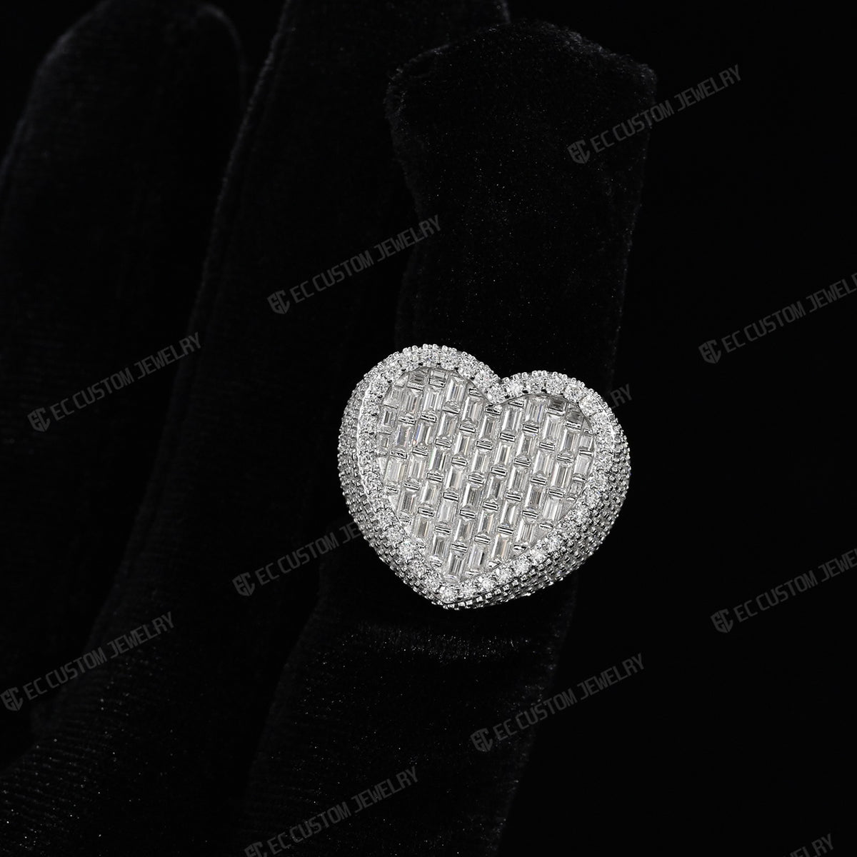 Iced Out Heart Statement Ring 925 Sterling Silver VVS Moissanite 6