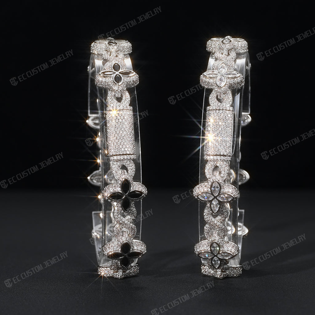 15MM Flower Marquise Cut Moissanite Tennis Chain Bracelet