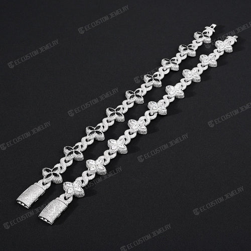 15MM Flower Marquise Cut Moissanite Tennis Chain Bracelet