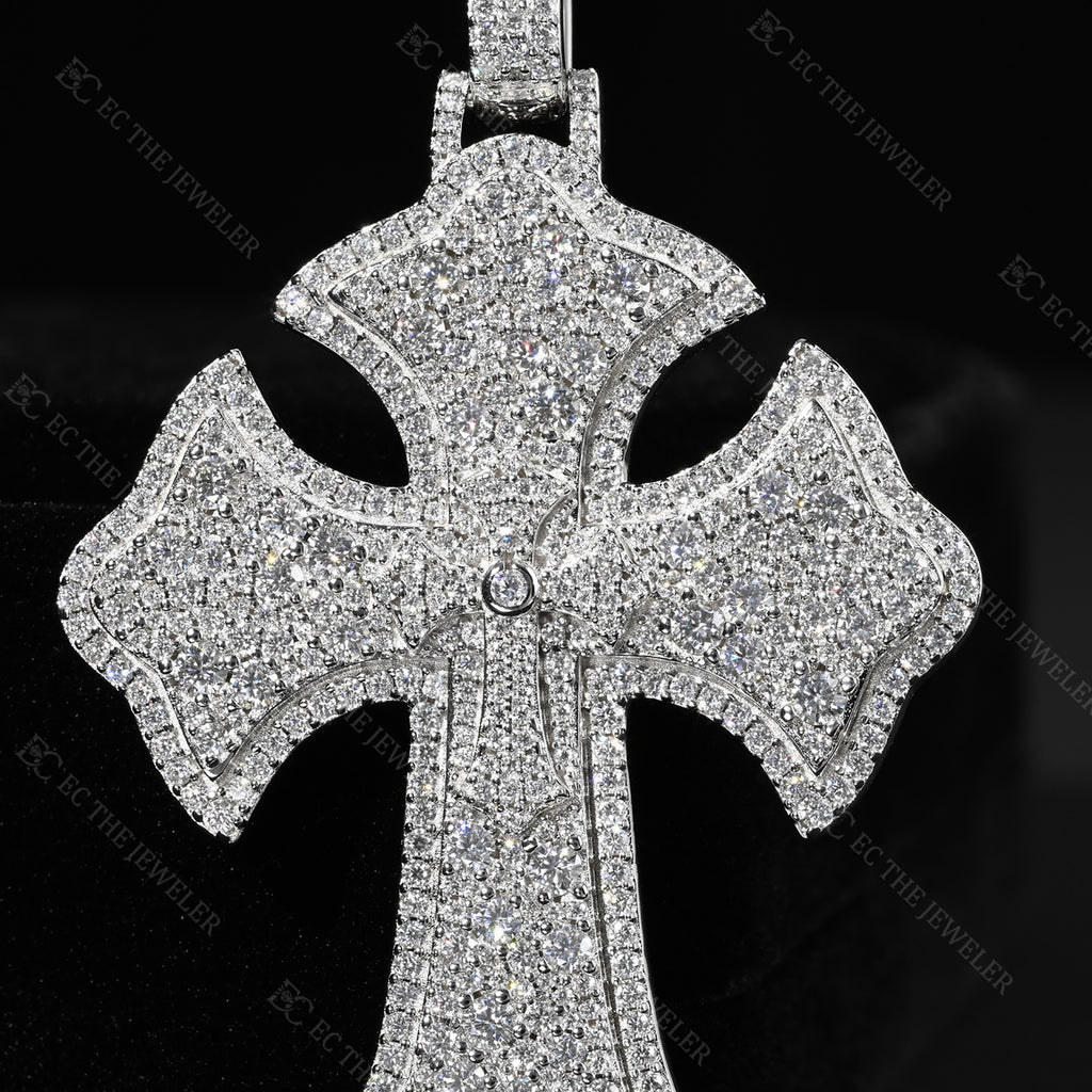Mosic Setting Cross Pendant Iced Out
