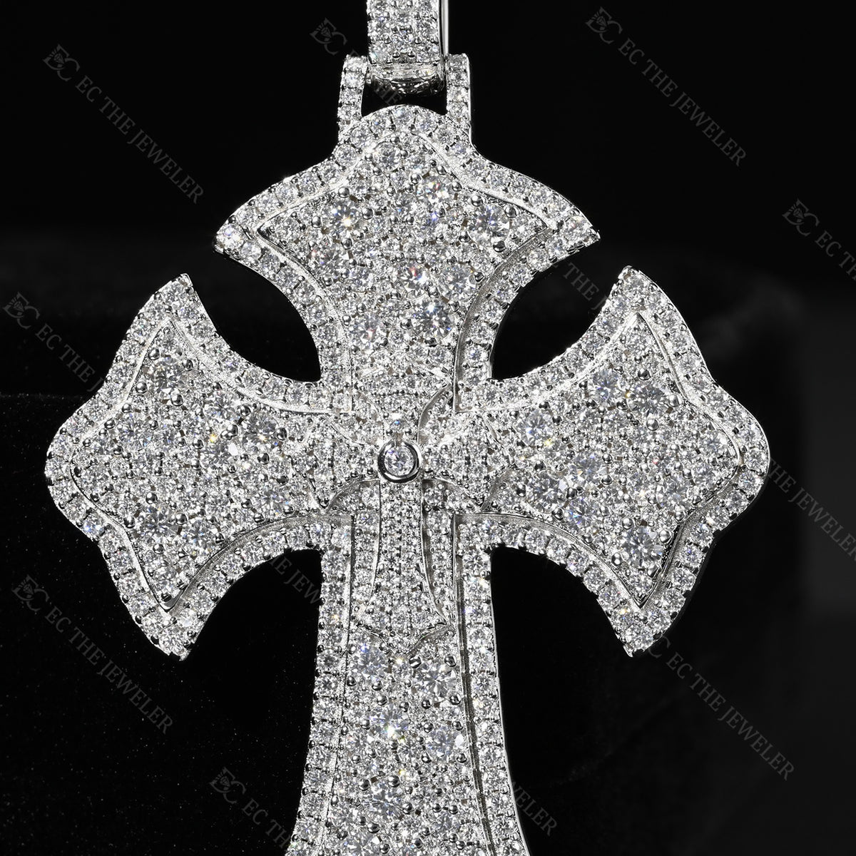 Mosic Setting Cross Pendant Iced Out