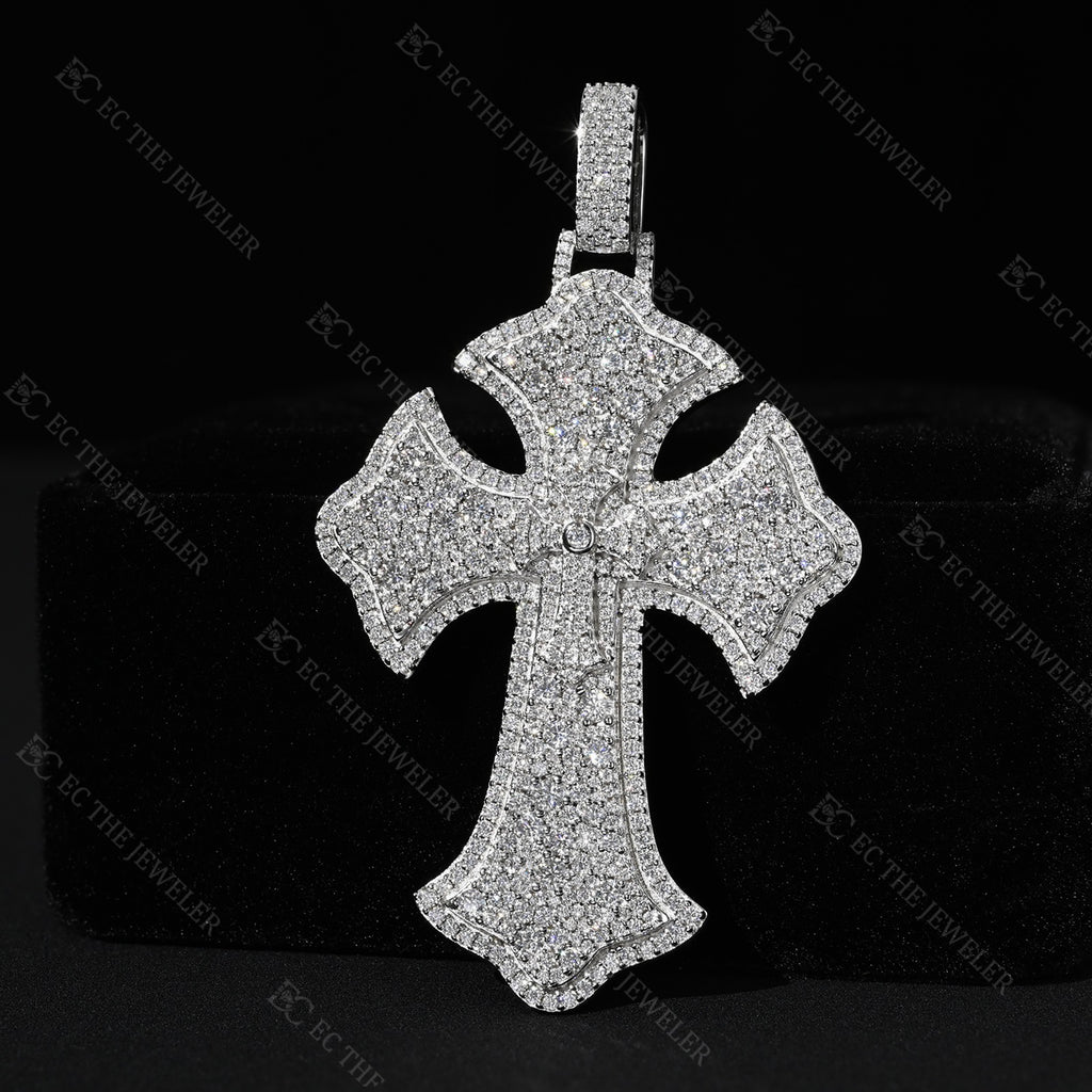 Mosic Setting Cross Pendant Iced Out