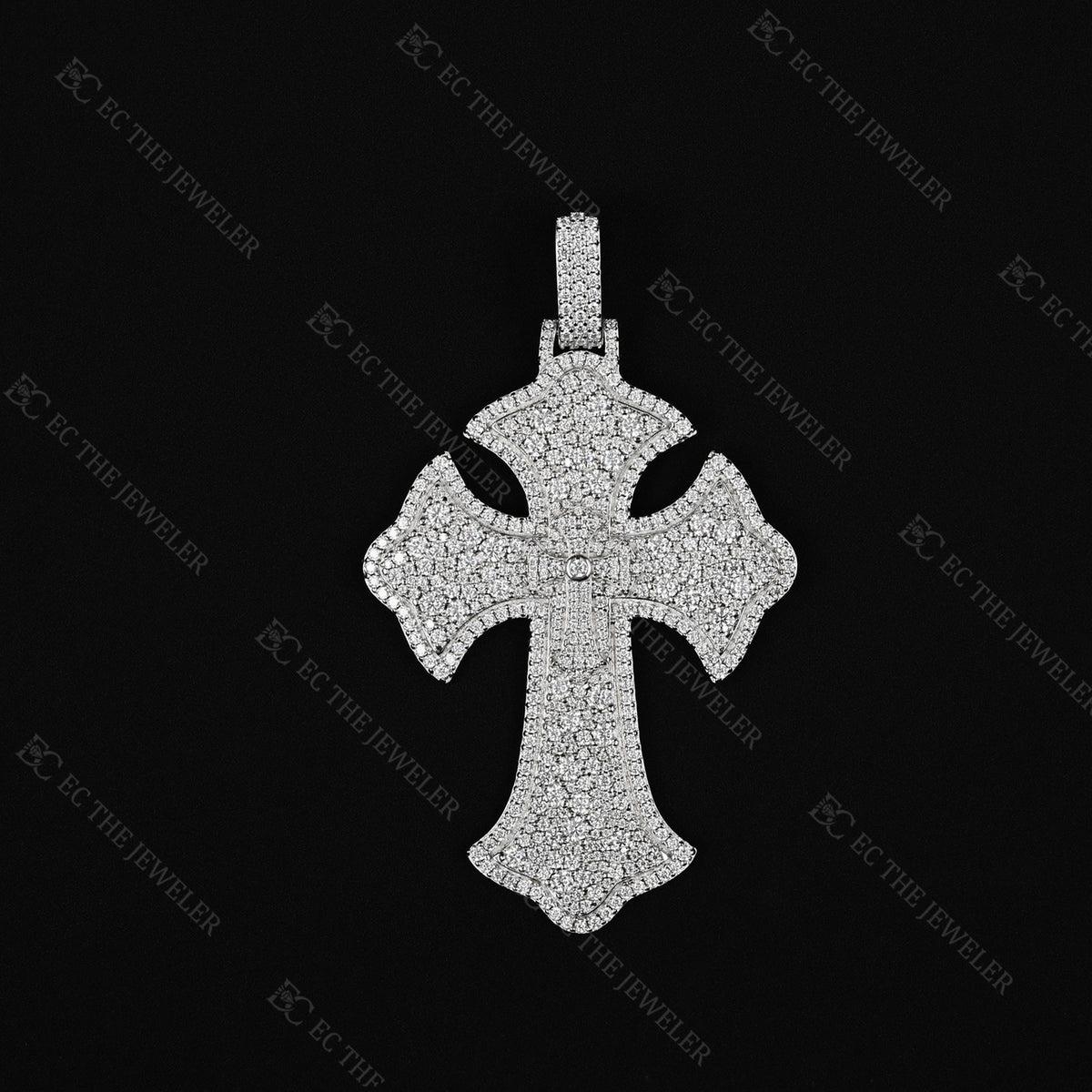 Mosic Setting Cross Pendant Iced Out