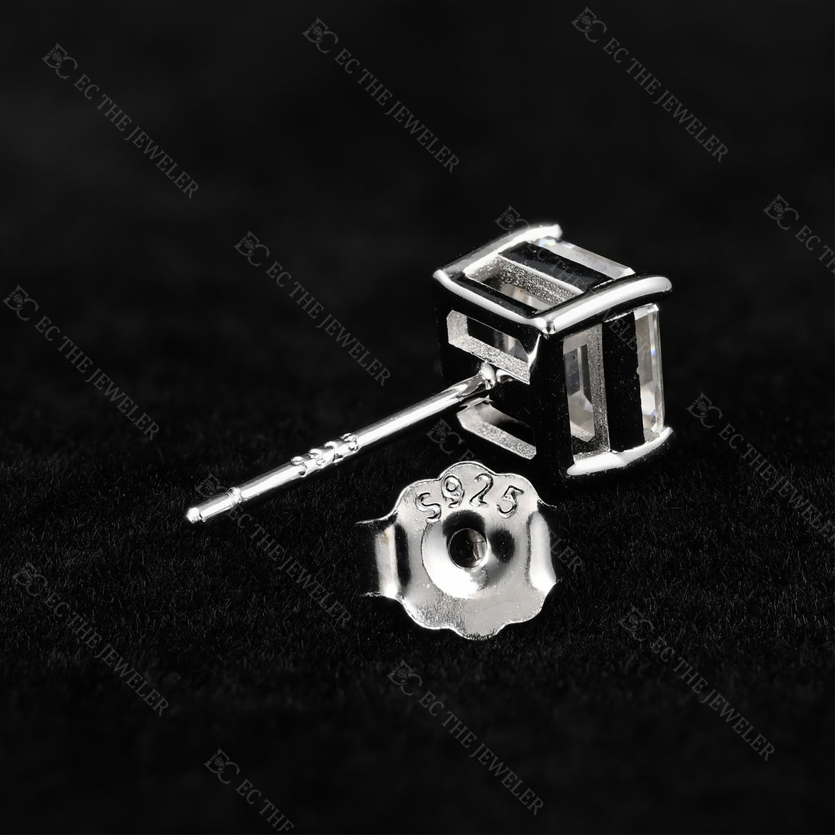 Asscher Cut Diamond Stud Earrings Iced Out