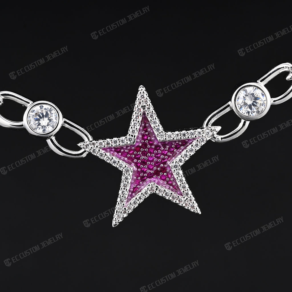 Iced Out Starlink Necklace VVS Moissanite Star Chain Hip Hop Rapper Jewelry 6