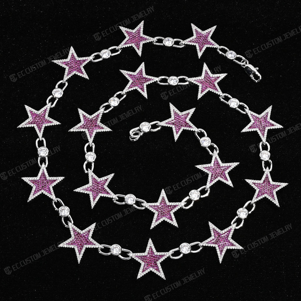 Iced Out Starlink Necklace VVS Moissanite Star Chain Hip Hop Rapper Jewelry 7