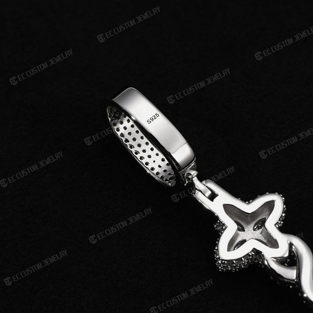 Iced Out Twisted Floral Cross Pendant Moissanite Jewelry 5