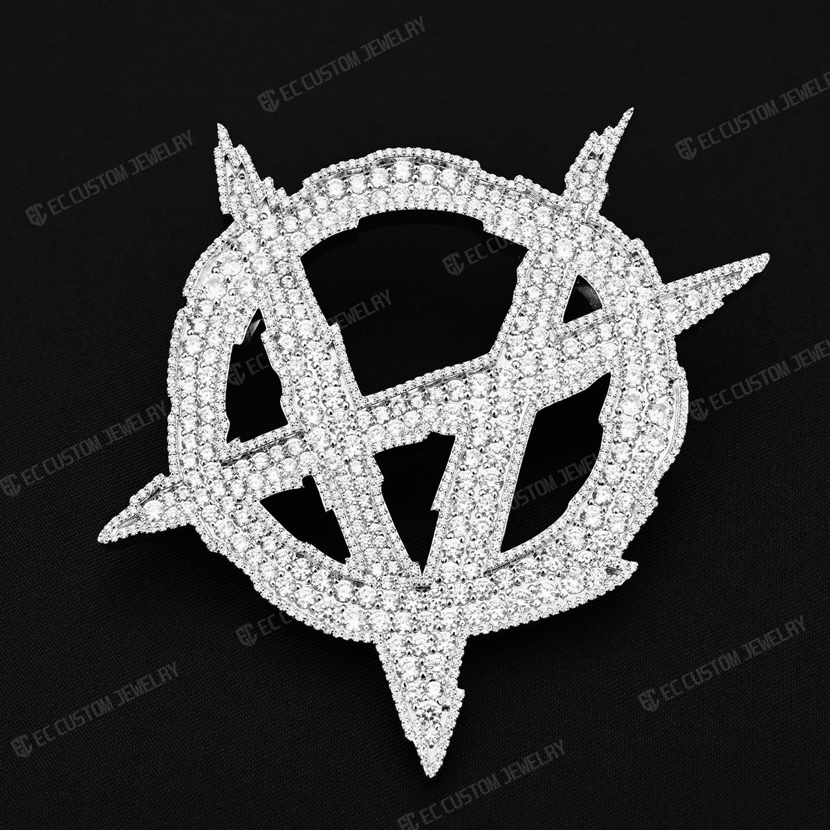 Iced Out Upside Down Anarchy Sign Pendant Invert A Pendant Sterling Silver Jewelry 5