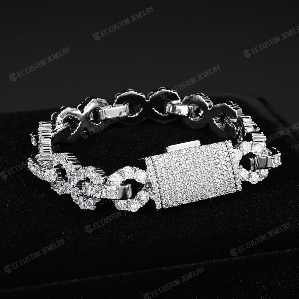 12MM Iced Out Infinity Bracelet Diamond Link