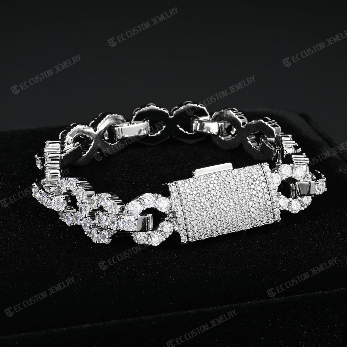 12MM Iced Out Infinity Bracelet Diamond Link