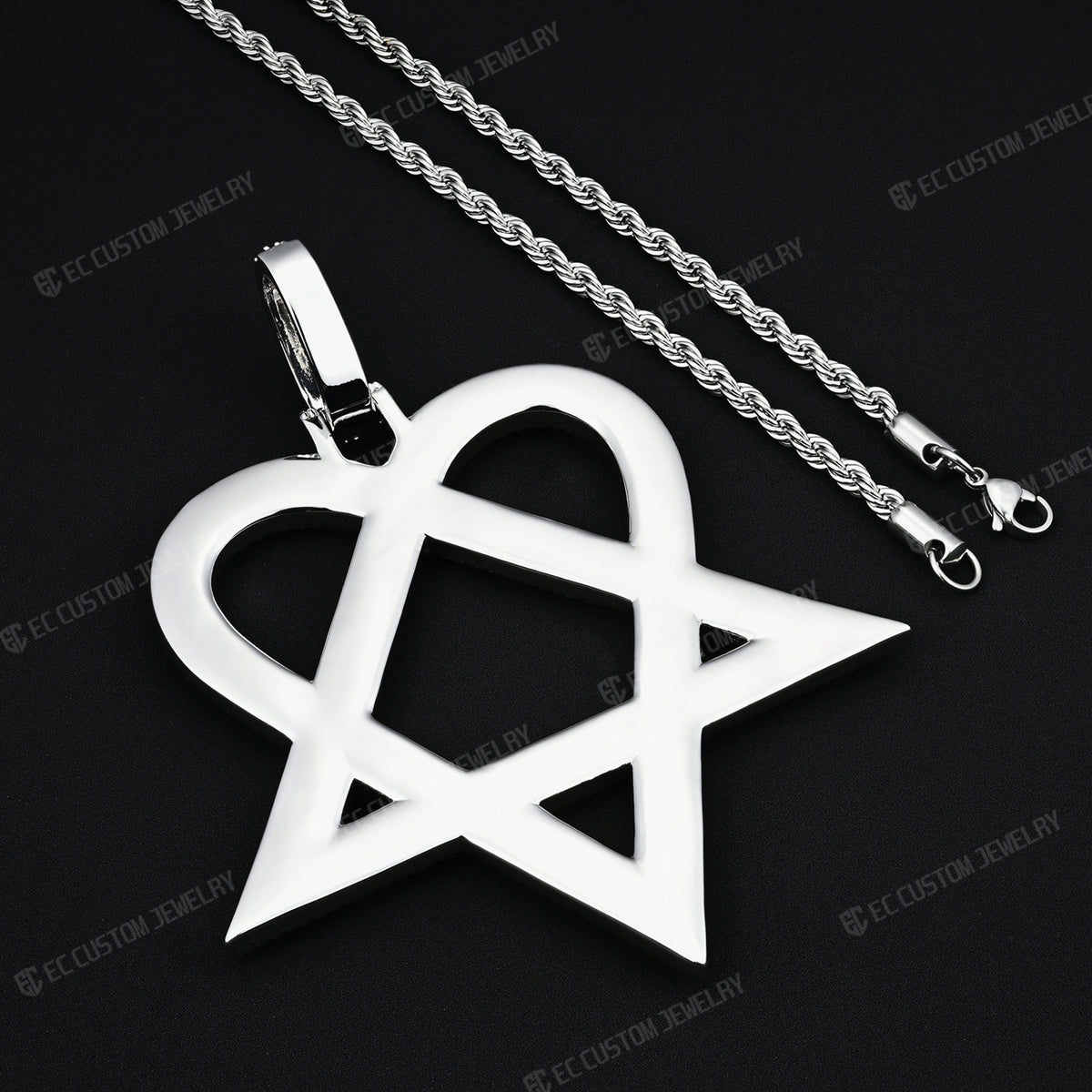 Ultimate Round Heart Pentagram Moissanite Pendant Hip Hop 5