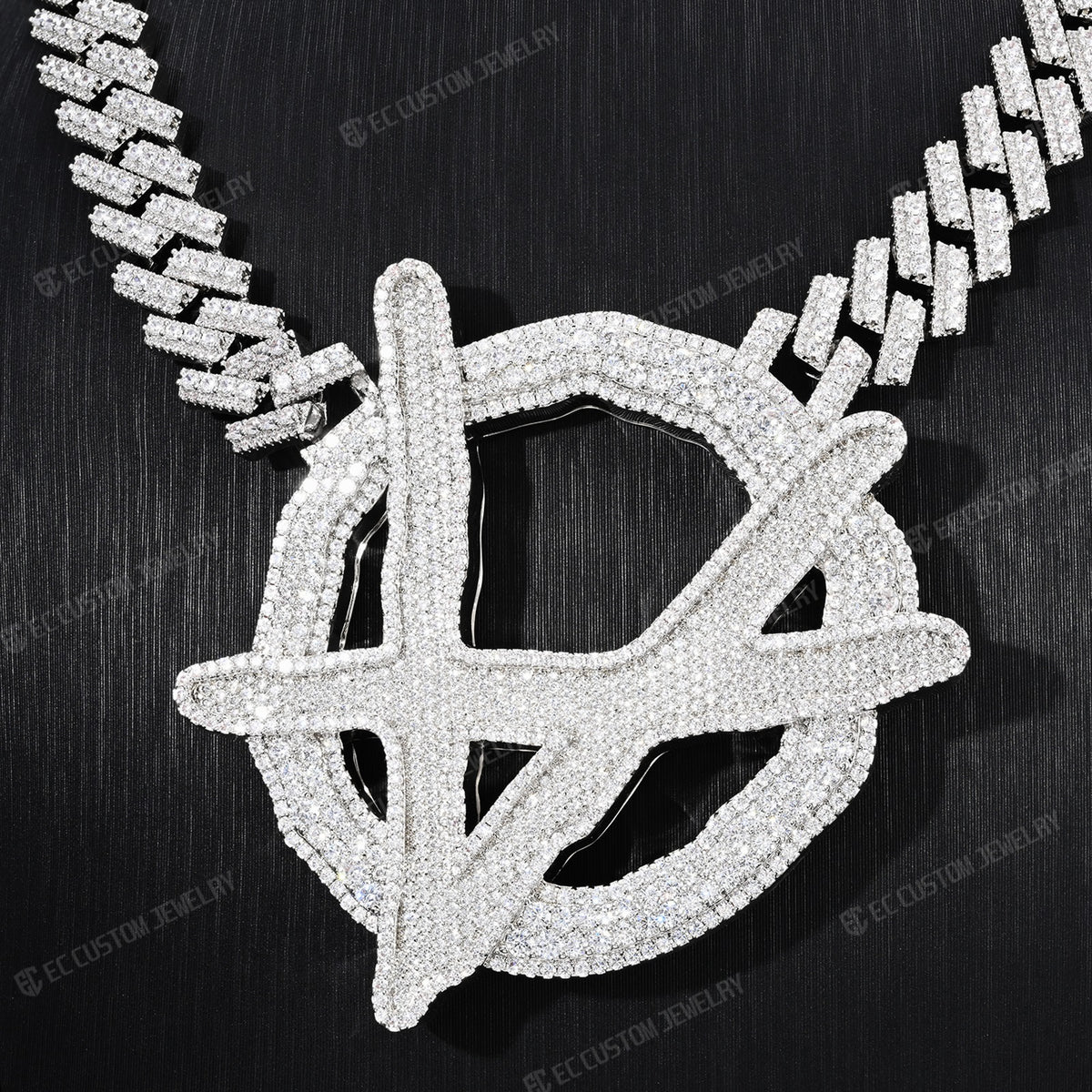 Upside Down Anarchy Logo Chain iced out anarchy necklace hip hop bling jewelry 7