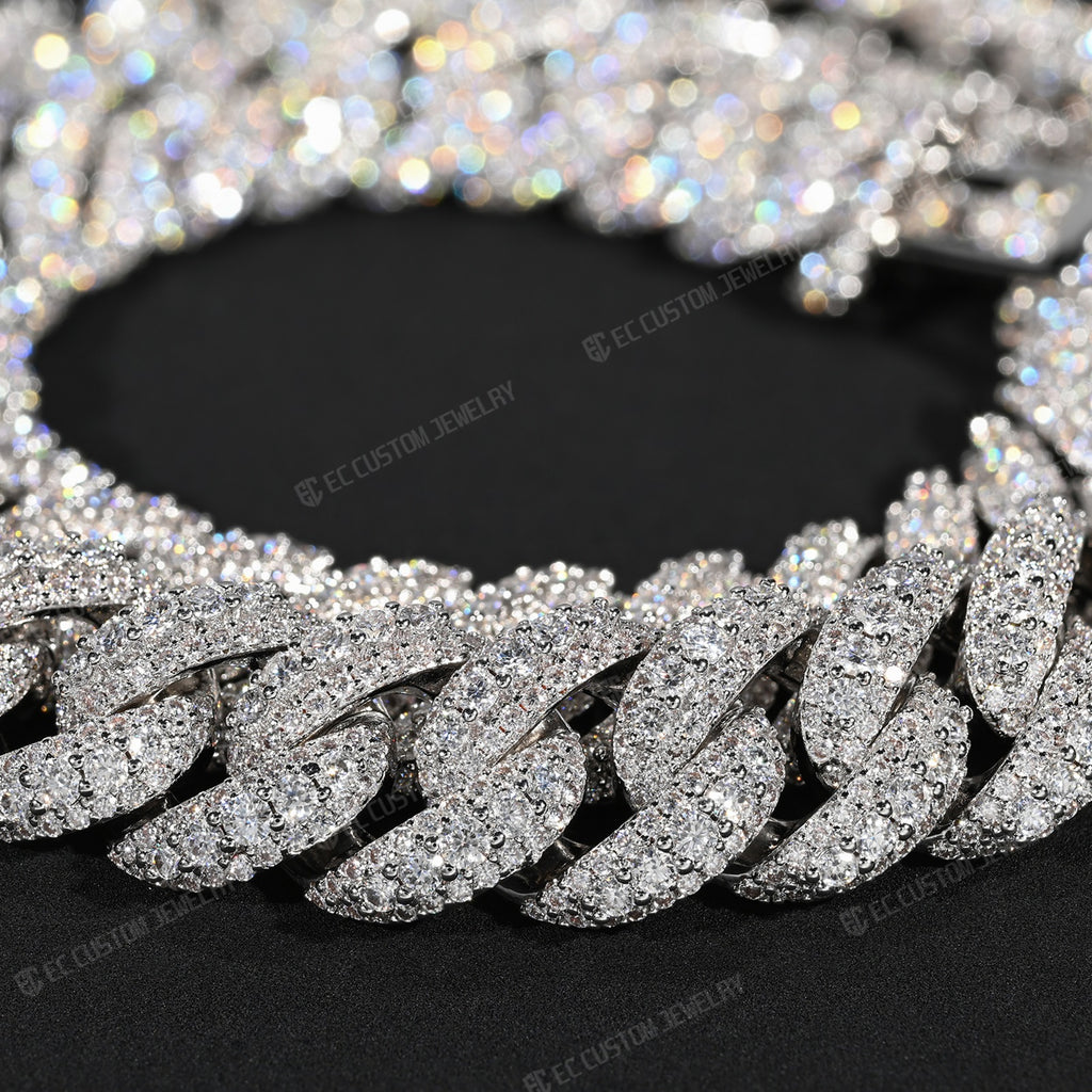 Wavy shaped Cuban link irregular diamond Cuban necklace Bold Moissanite hip hop chain men s jewelry