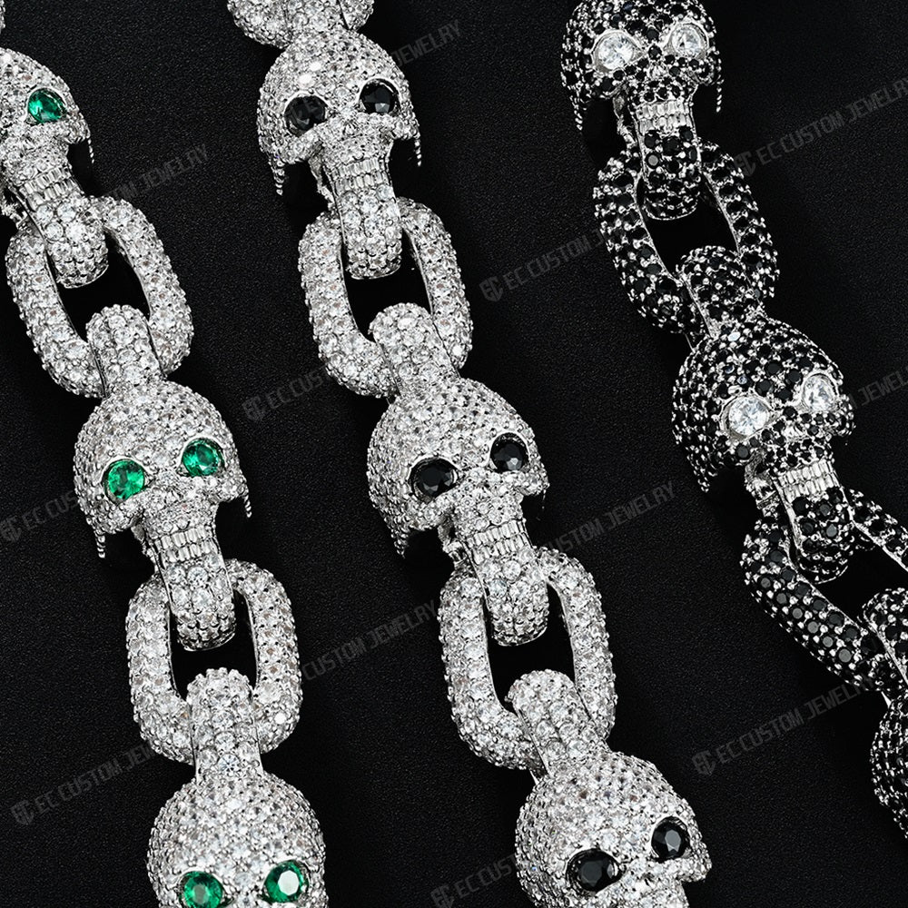 Yeat style skull bracelet iced out skeleton bracelet chain full inlaid diamond bold bracelet 