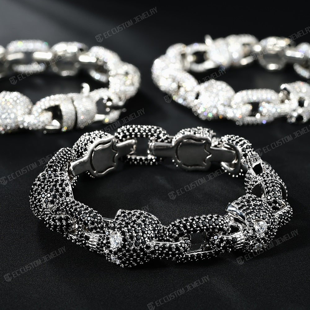 Yeat style skull bracelet iced out skeleton bracelet chain full inlaid diamond bold bracelet 