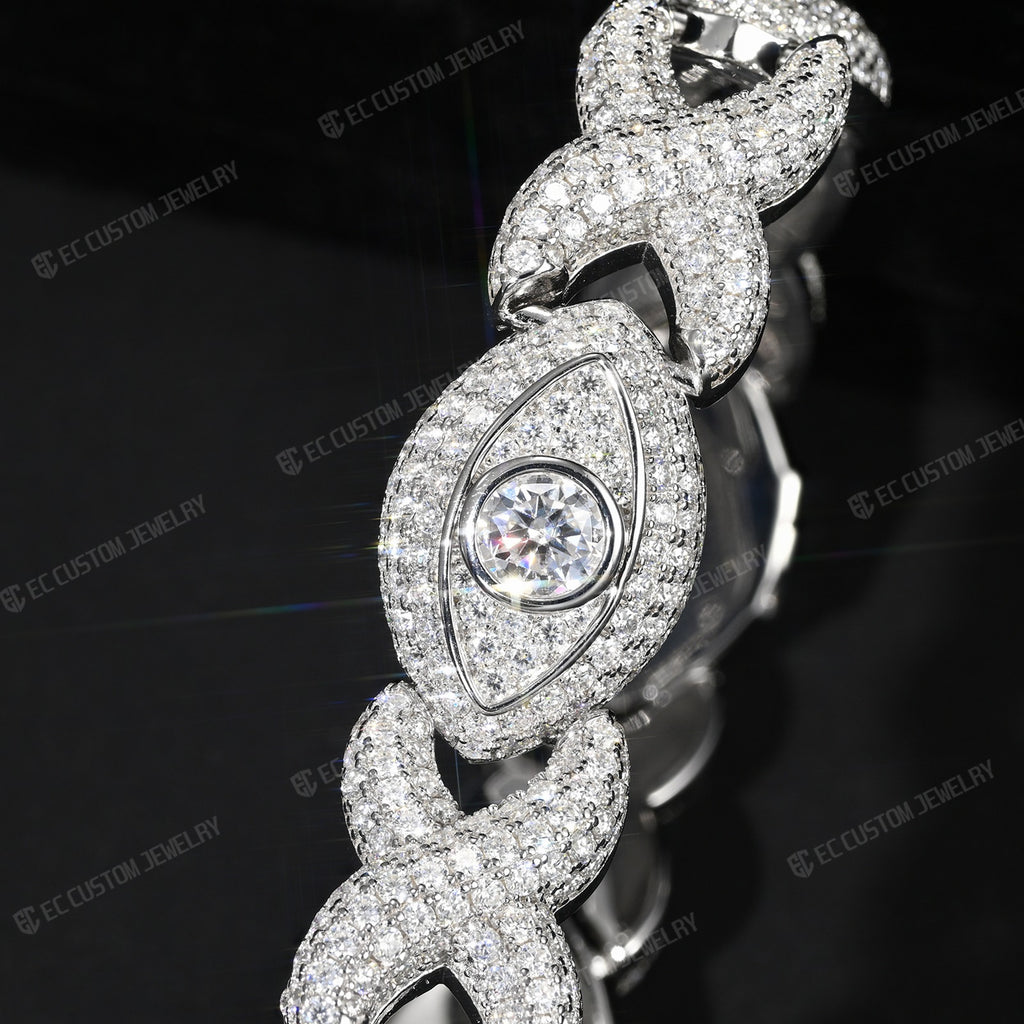 Iced Out Eye of Horus Infinity Cuban Link Bracelet