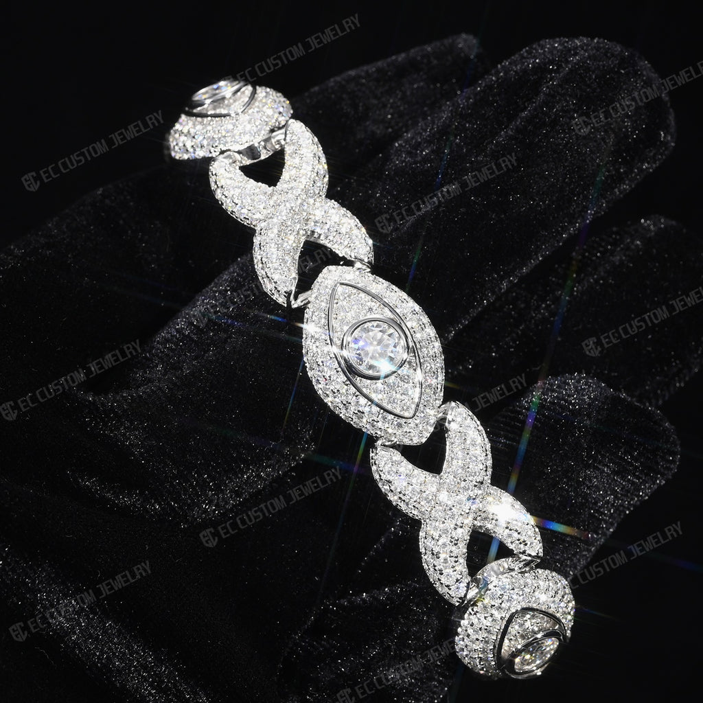 Iced Out Eye of Horus Infinity Cuban Link Bracelet