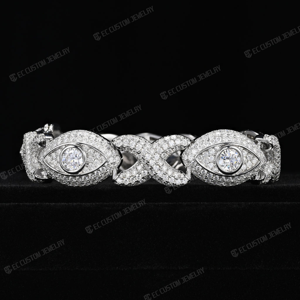 Iced Out Eye of Horus Infinity Cuban Link Bracelet