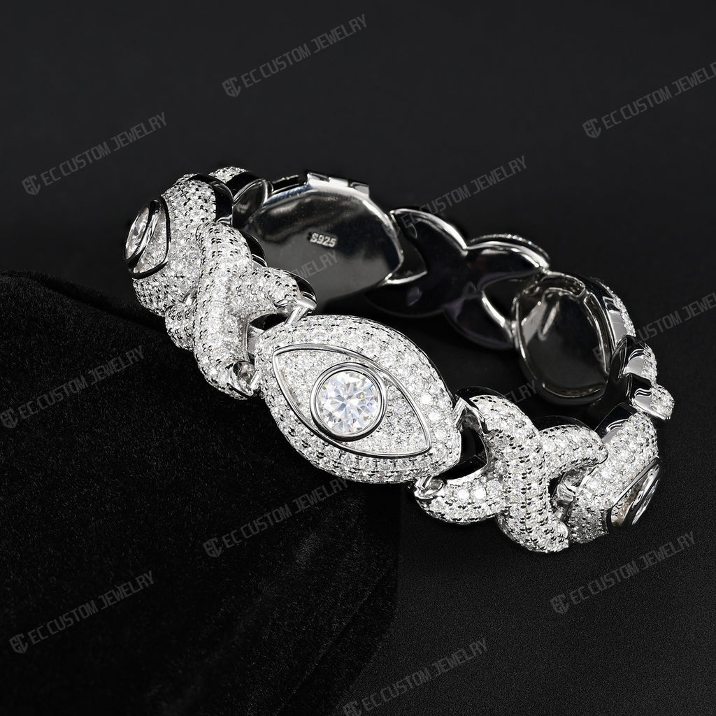Iced Out Eye of Horus Infinity Cuban Link Bracelet